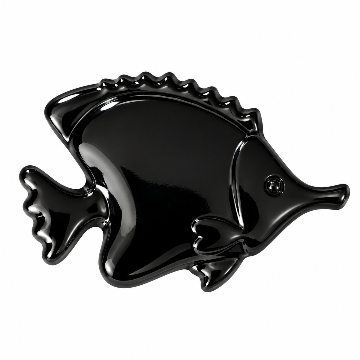 25 mm Shiny Black Fish-Shaped Metal Shank Button - Premium Fashion Accessories