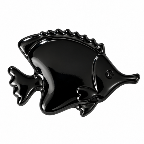 25 mm Shiny Black Fish-Shaped Metal Shank Button - Premium Fashion Accessories