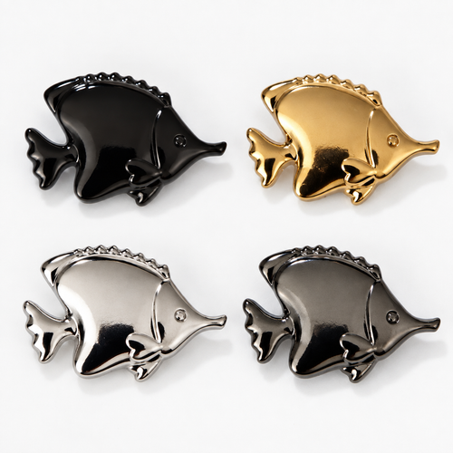 25 mm Gold Fish-Shaped Metal Shank Button - Premium Fashion Accessories