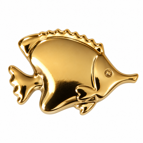 25 mm Gold Fish-Shaped Metal Shank Button - Premium Fashion Accessories