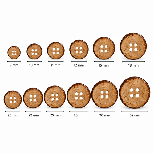 Natural Coconut Shell 4-Hole Buttons – 9–34 mm - Premium Fashion Accessories