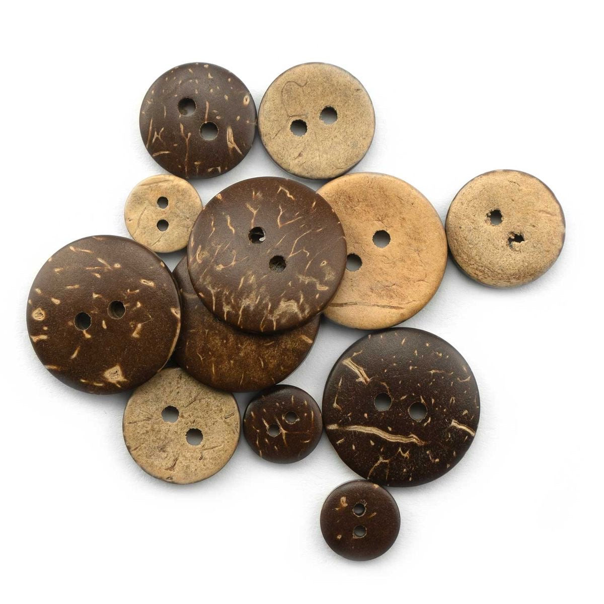 Natural Coconut Buttons – 2 Hole | 9–34 mm