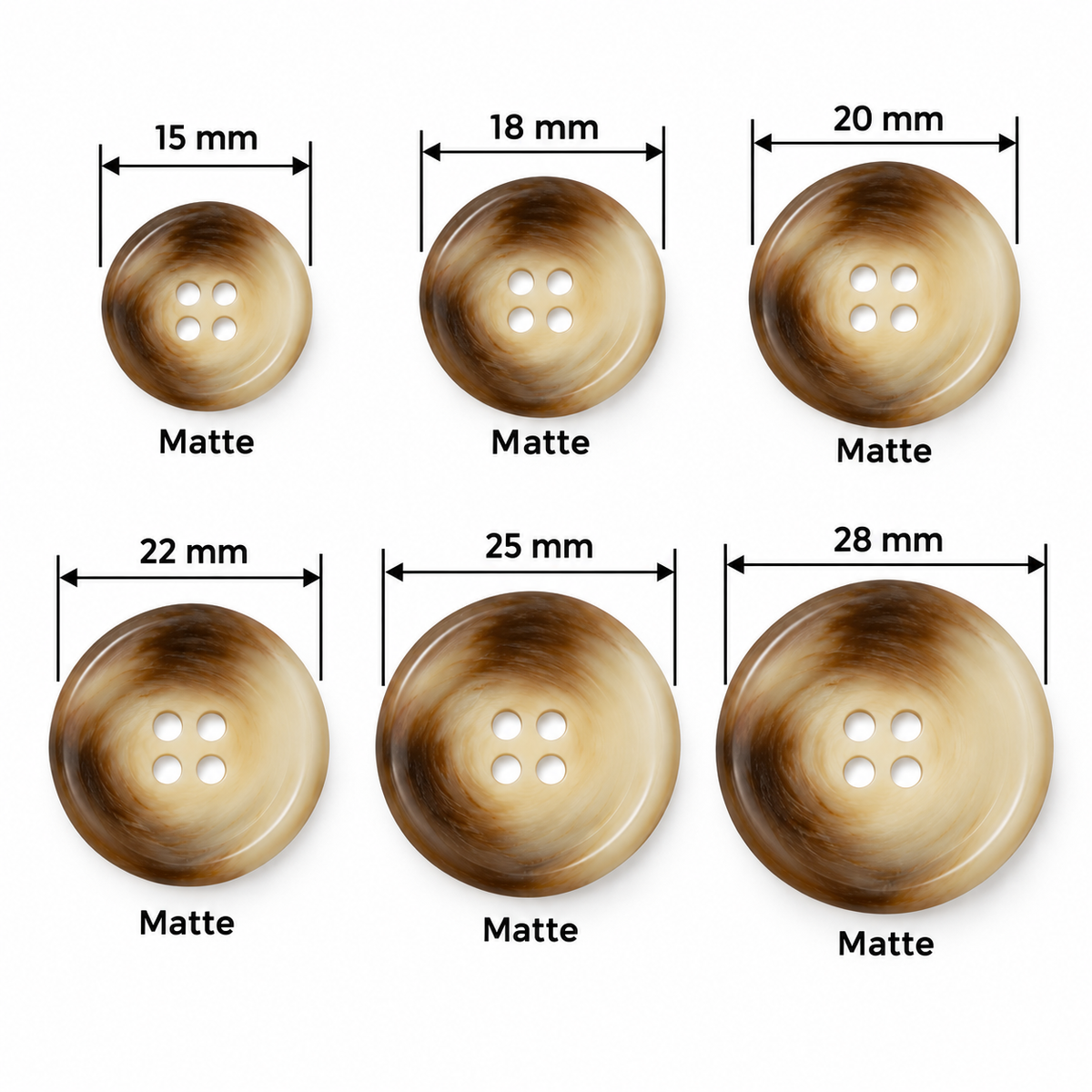 PG 265 Matte COL 7 Reddish Beige Polyester 4-Hole Button
