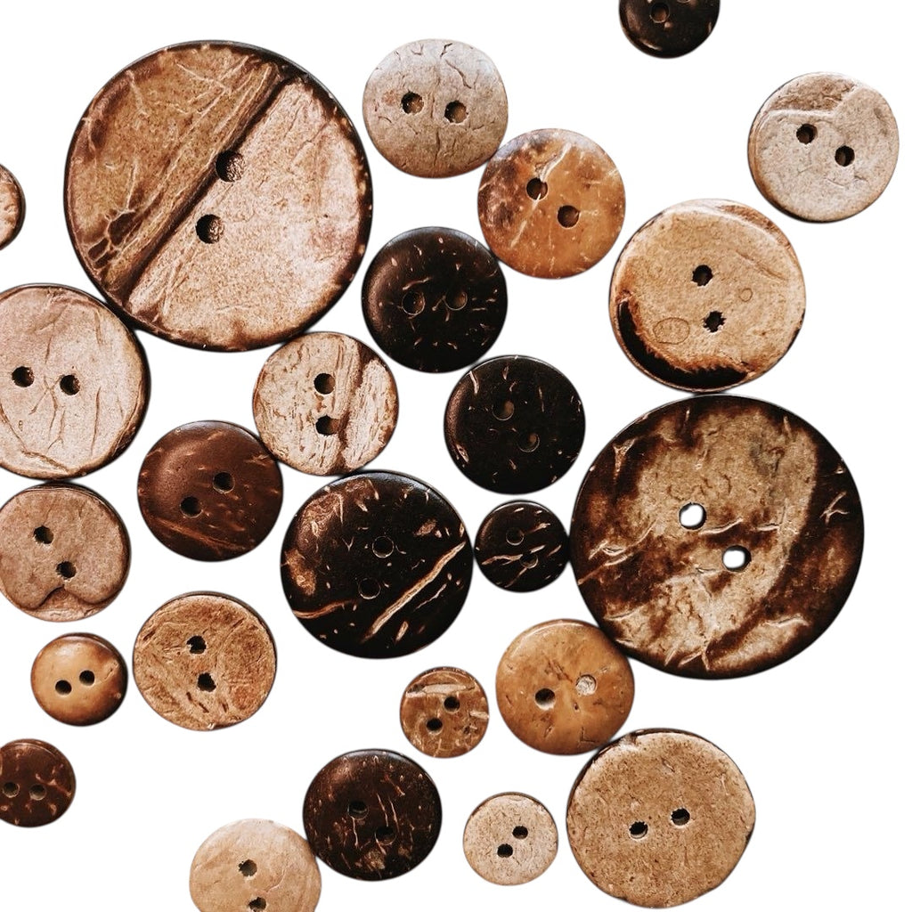 Natural Coconut Buttons – 2 Hole | 9–34 mm