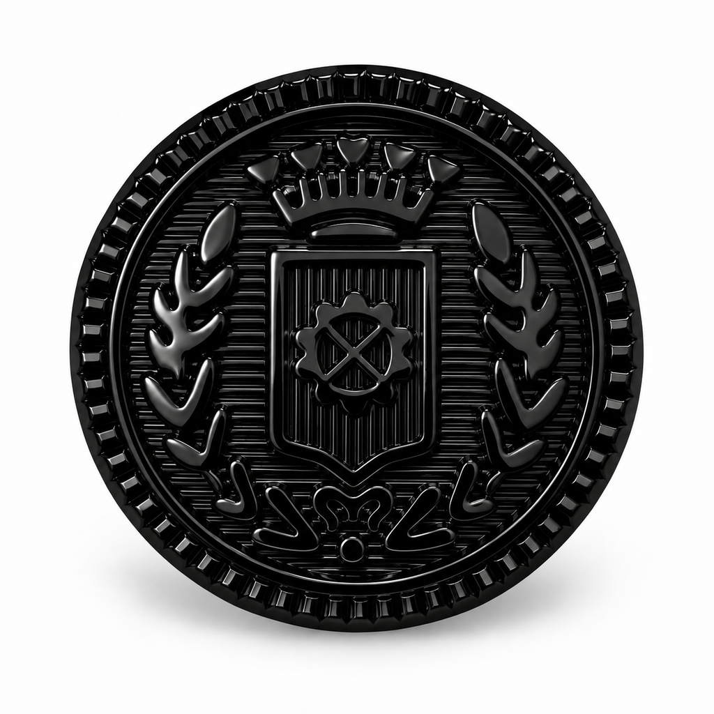 VP 13 Glossy Black Metal Shank Button with Heraldic Crest – 15–22 mm - Premium Fashion Accessories