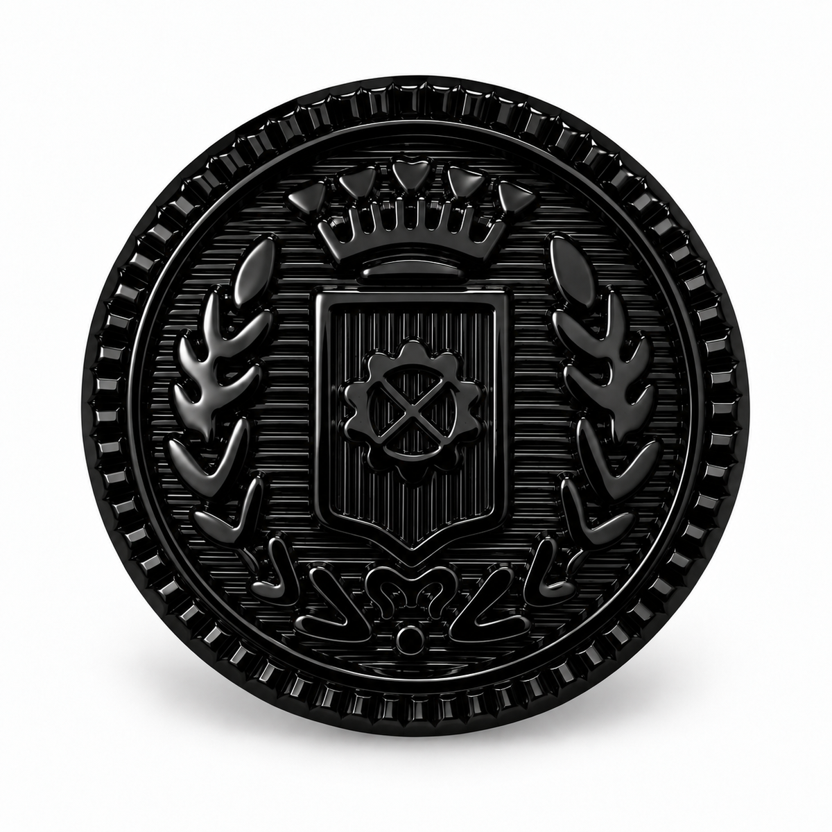 VP 13 Glossy Black Metal Shank Button with Heraldic Crest – 15–22 mm - Premium Fashion Accessories