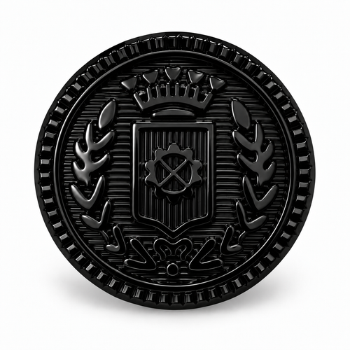 VP 13 Glossy Black Metal Shank Button with Heraldic Crest – 15–22 mm - Premium Fashion Accessories