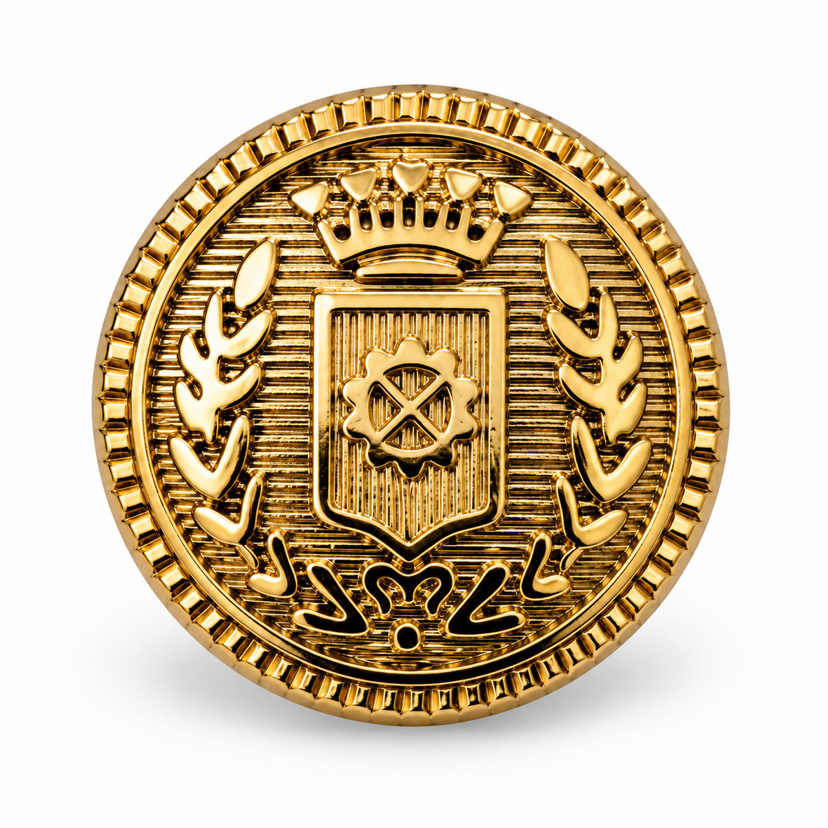VP 13 Gold Metal Shank Button with Heraldic Crest – 15–22 mm - Premium Fashion Accessories