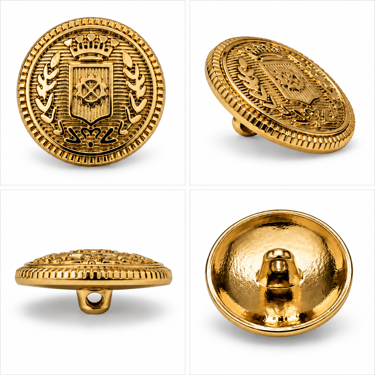 VP 13 Gold Metal Shank Button with Heraldic Crest – 15–22 mm - Premium Fashion Accessories