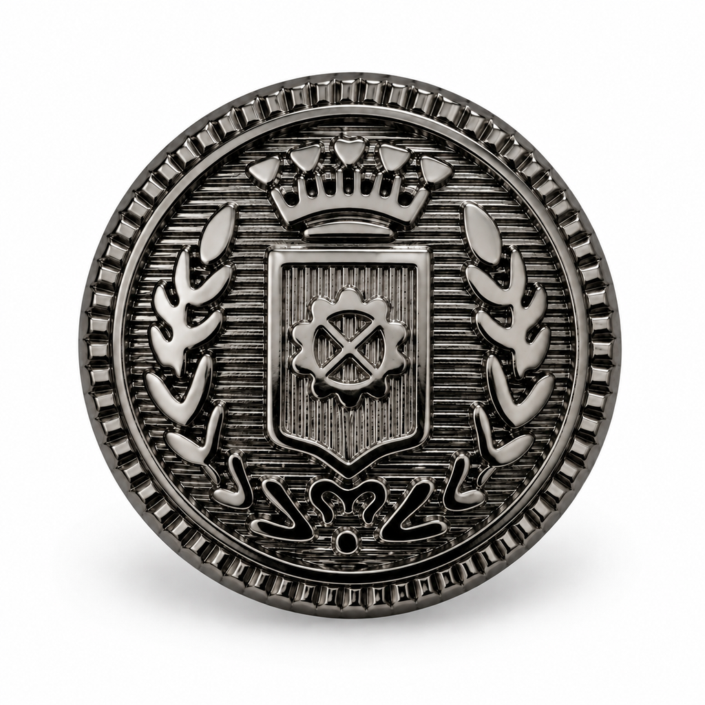 VP 13 Gunmetal Metal Shank Button with Heraldic Crest – 15–22 mm - Premium Fashion Accessories