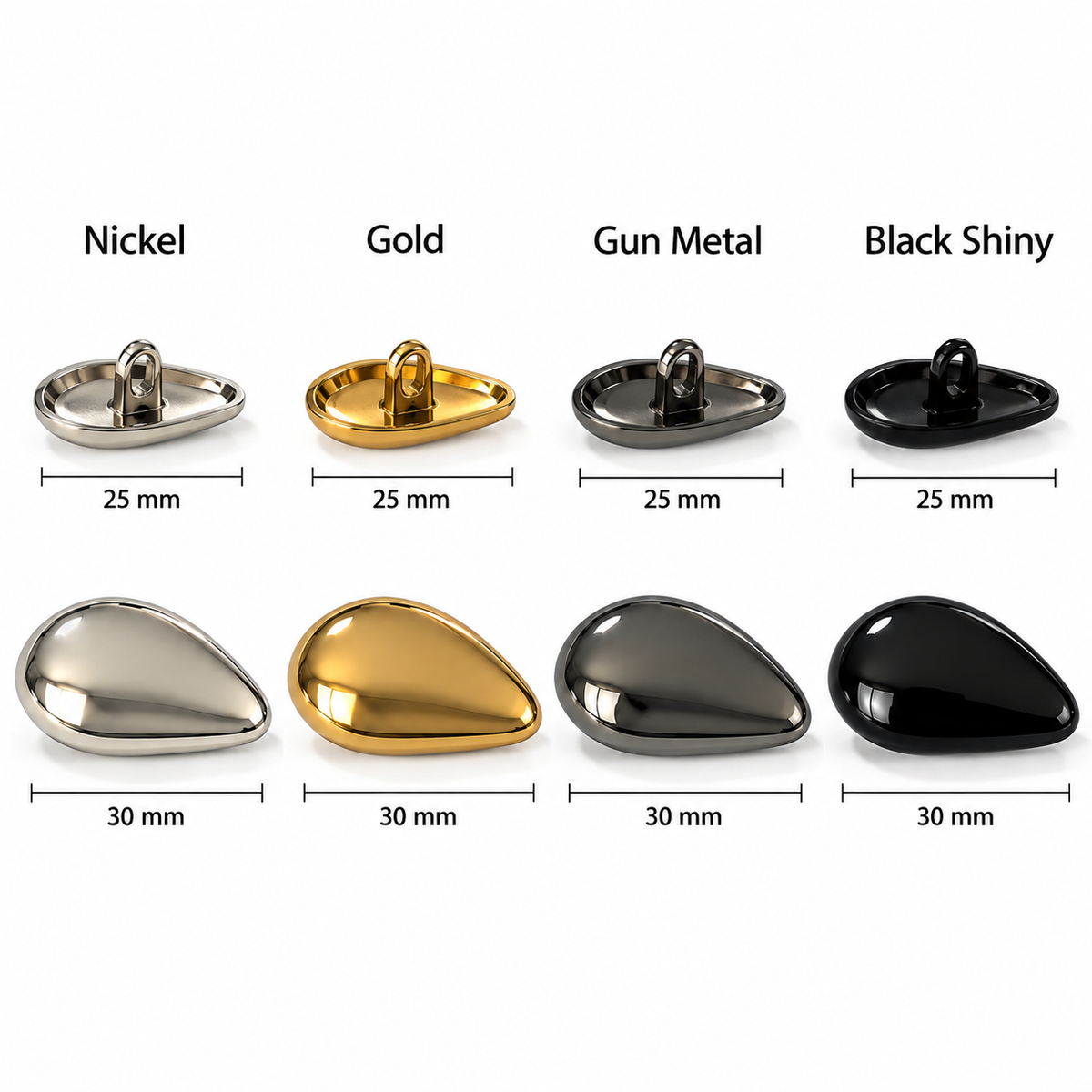 VP 16 Gunmetal Irregular Shape Metal Shank Button – 25 & 30 mm - Premium Fashion Accessories