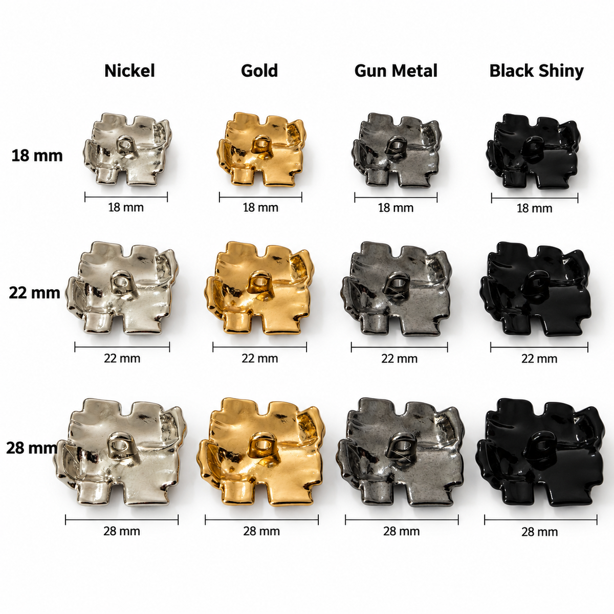 VP 24 Gunmetal Knitted Pattern Metal Shank Button – 18, 22 & 28 mm - Premium Fashion Accessories
