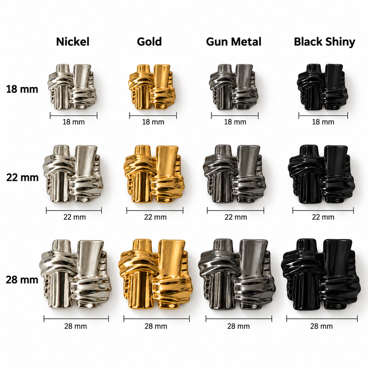 VP 24 Gunmetal Knitted Pattern Metal Shank Button – 18, 22 & 28 mm - Premium Fashion Accessories