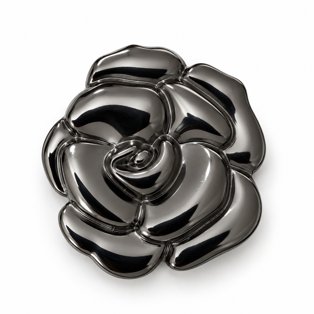 VP 25 Gunmetal Rose Flower Metal Shank Button – 50 mm - Premium Fashion Accessories