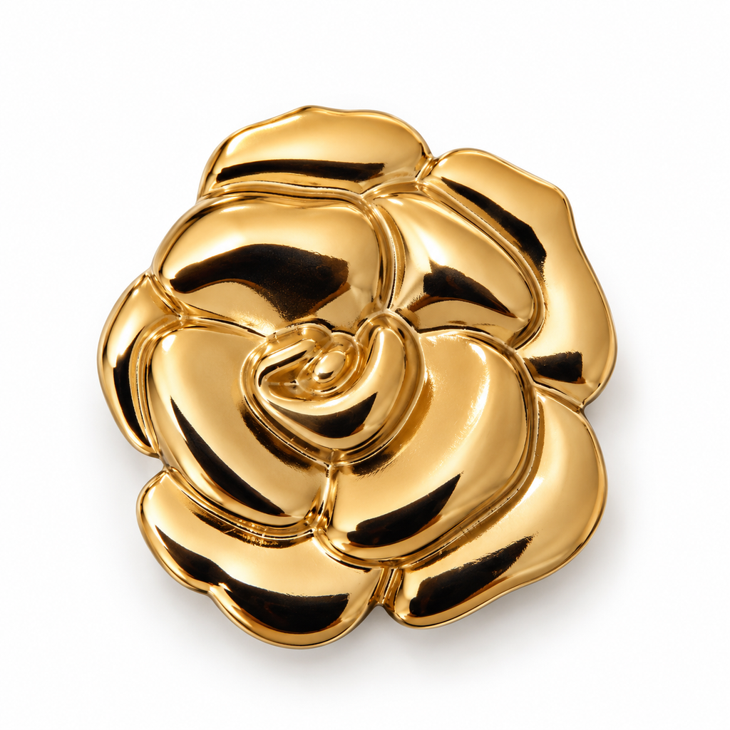 VP 25 Gold Rose Flower Metal Shank Button – 50 mm - Premium Fashion Accessories