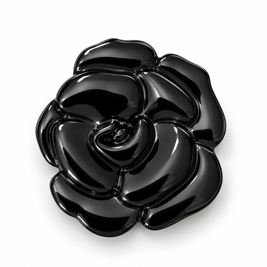 VP 25 Shiny Black Rose Flower Metal Shank Button – 50 mm - Premium Fashion Accessories