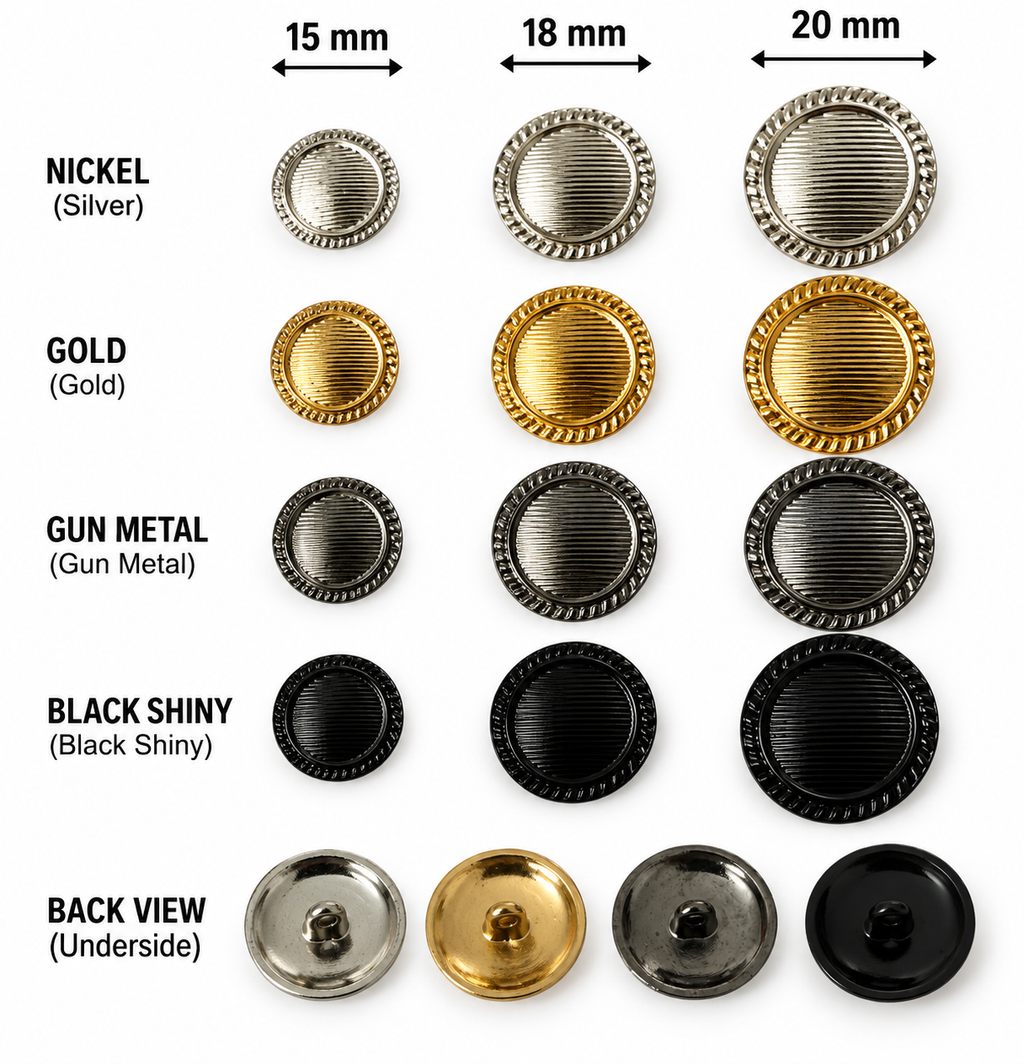 VP 26 Gold Classic Metal Shank Button – 15, 18 & 20 mm