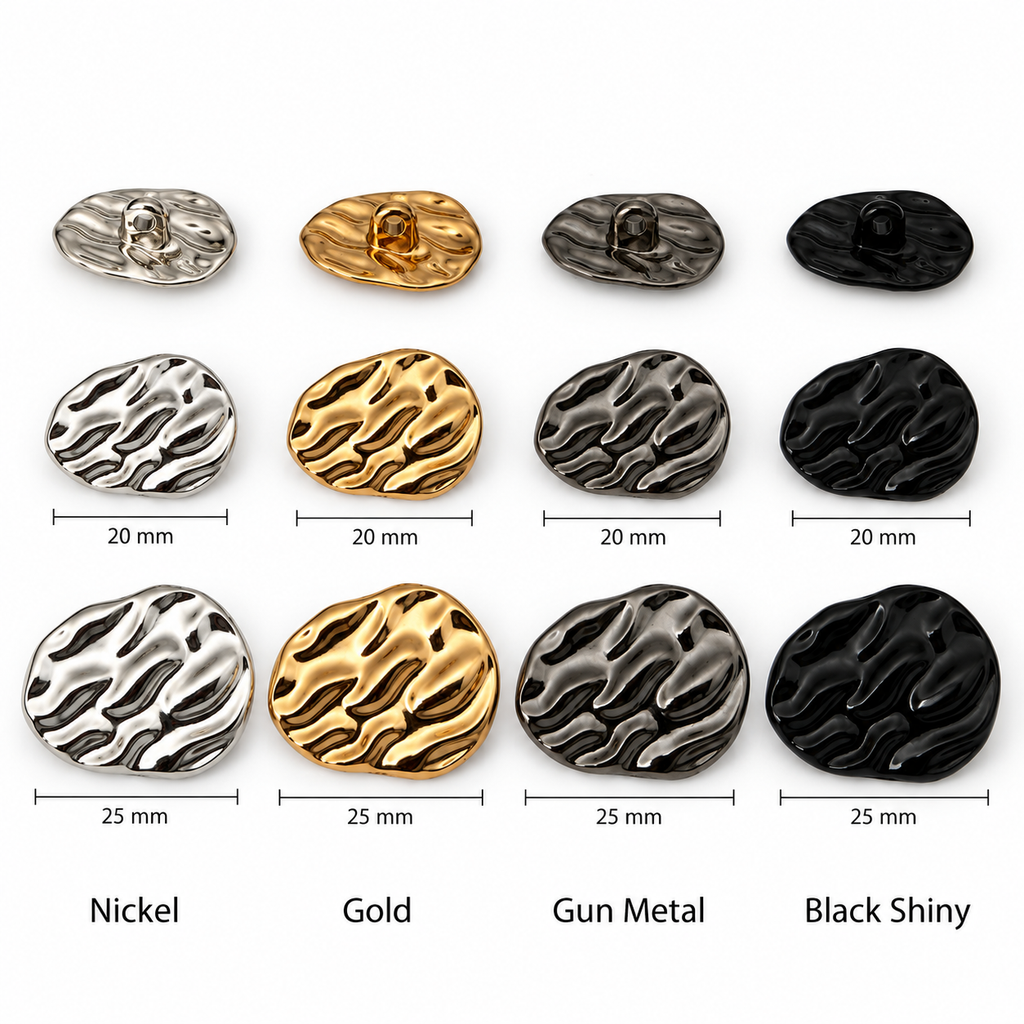 VP 30 Silver Ellipse Metal Shank Button – 20 & 25 mm - Premium Fashion Accessories