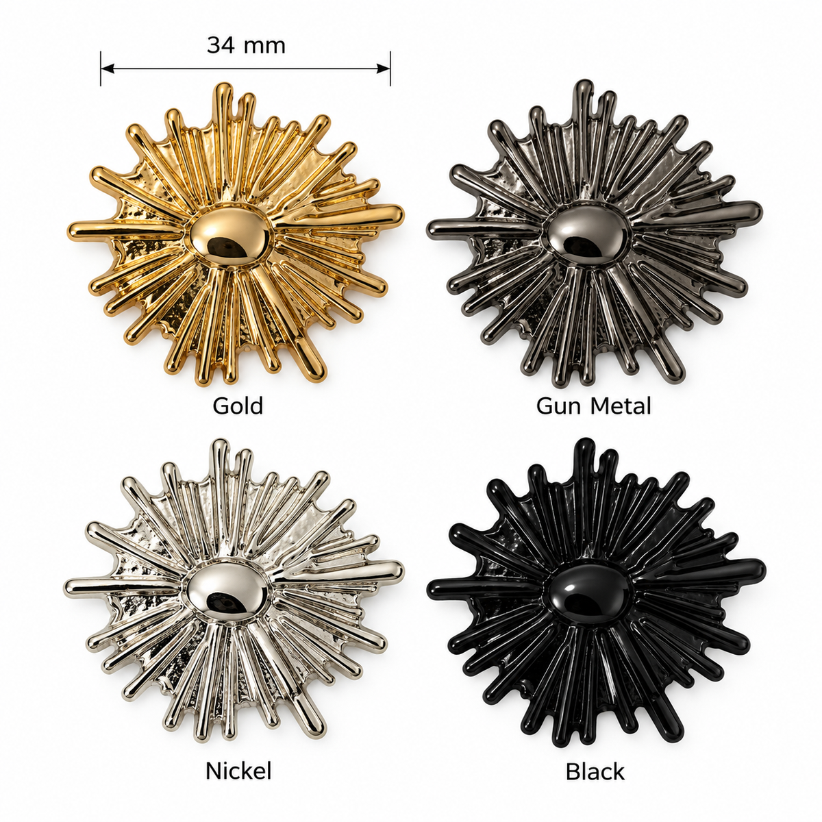 VP 34 Silver Burst Effect Metal Shank Button