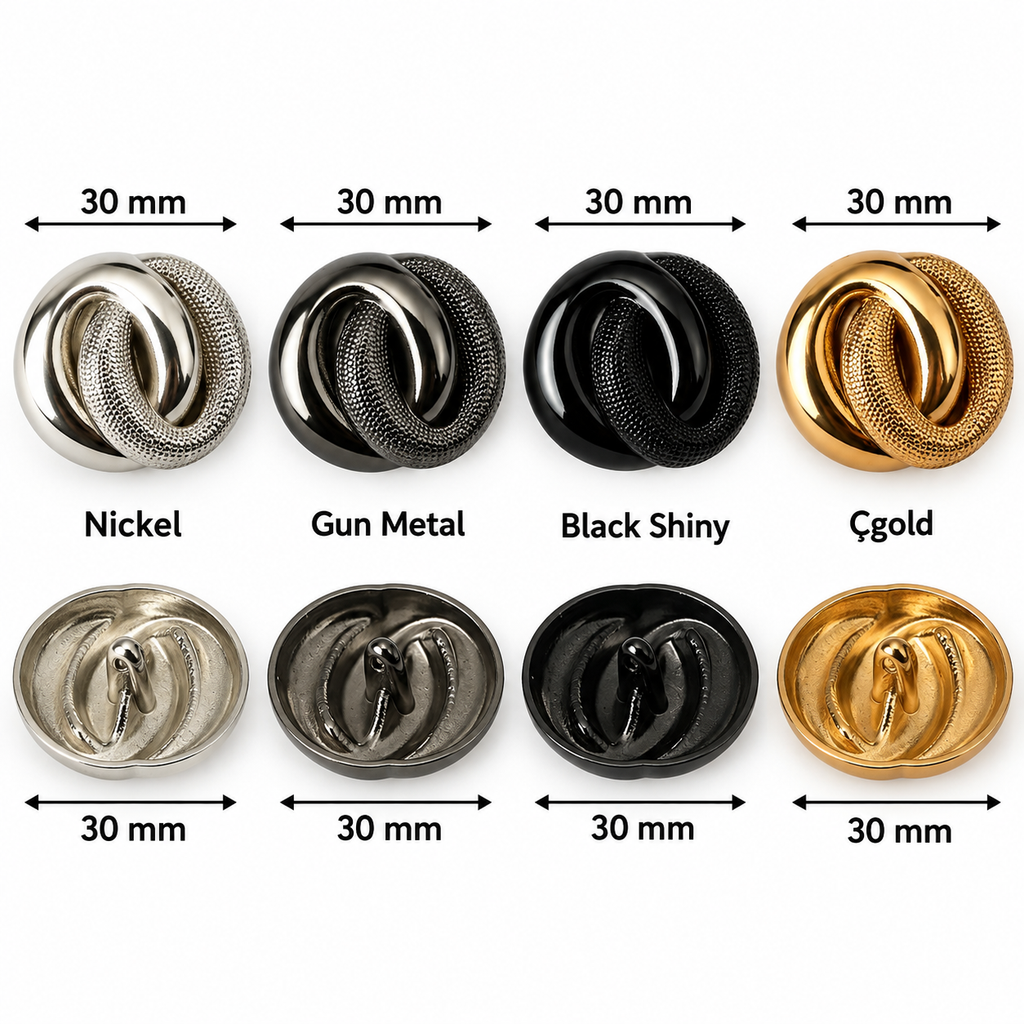 VP 36 Silver Double-Ring Metal Shank Button – 30 mm