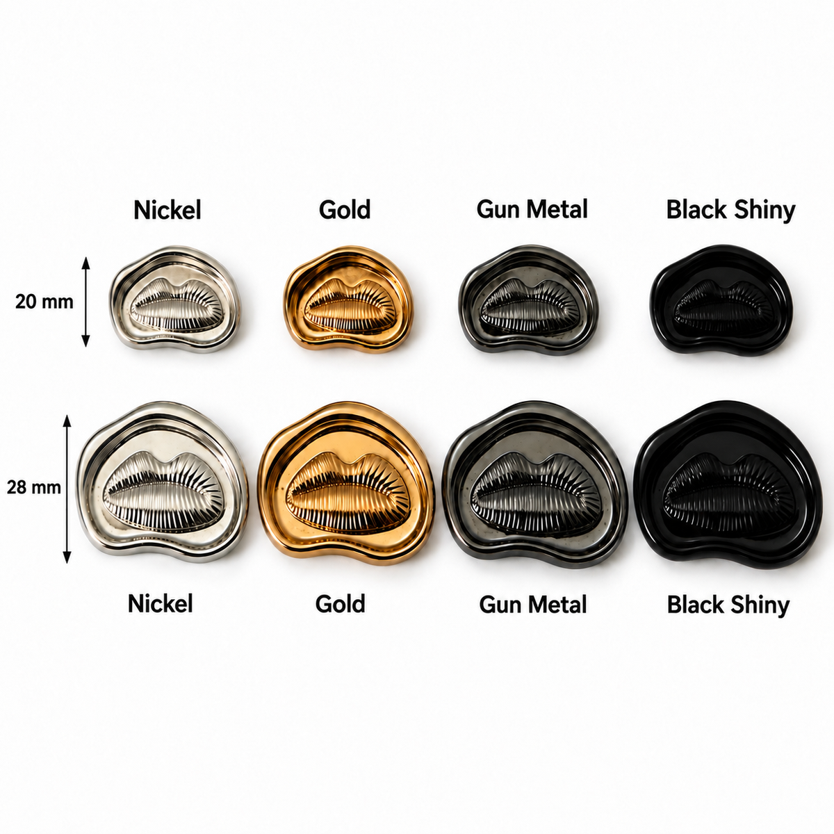 VP 37 Silver Kiss Design Metal Shank Button – 20 & 28 mm