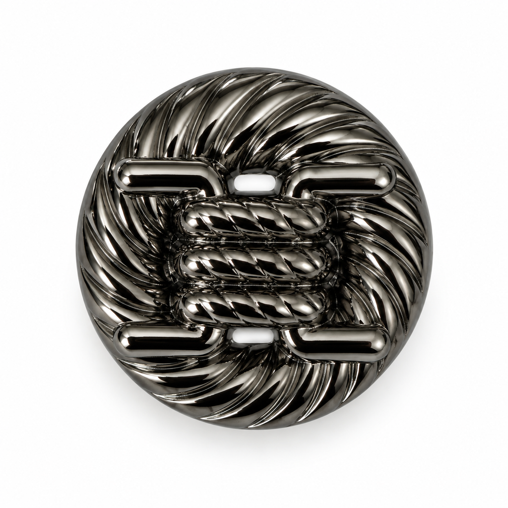 VP 39 Gunmetal Knitted Pattern Metal Shank Button – 18 & 22 mm