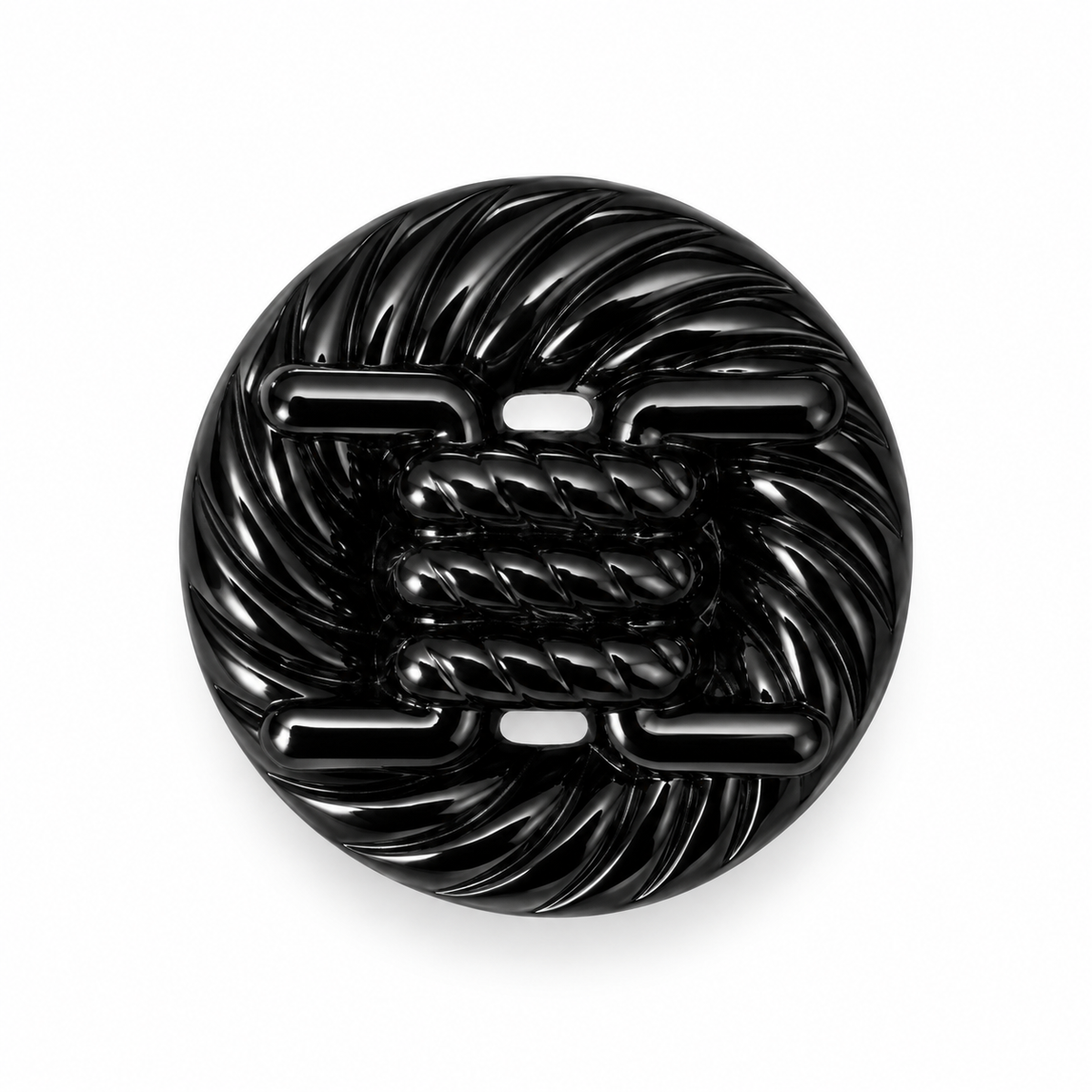 VP 39 Shiny Black Knitted Pattern Metal Shank Button – 18 & 22 mm