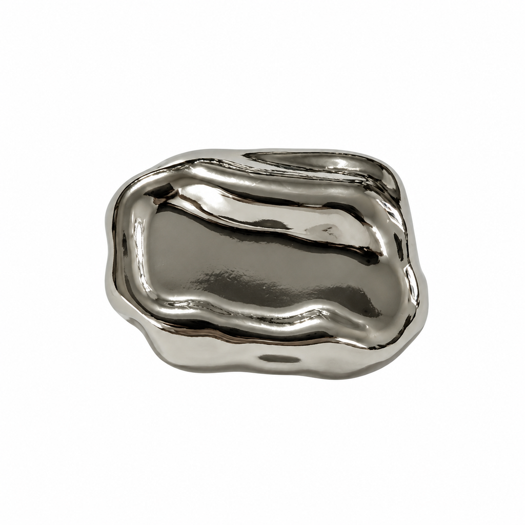 VP 86 Silver Asymmetric Wavy Rectangular Metal Shank Button – 22 & 28 mm