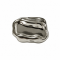 VP 86 Silver Asymmetric Wavy Rectangular Metal Shank Button – 22 & 28 mm