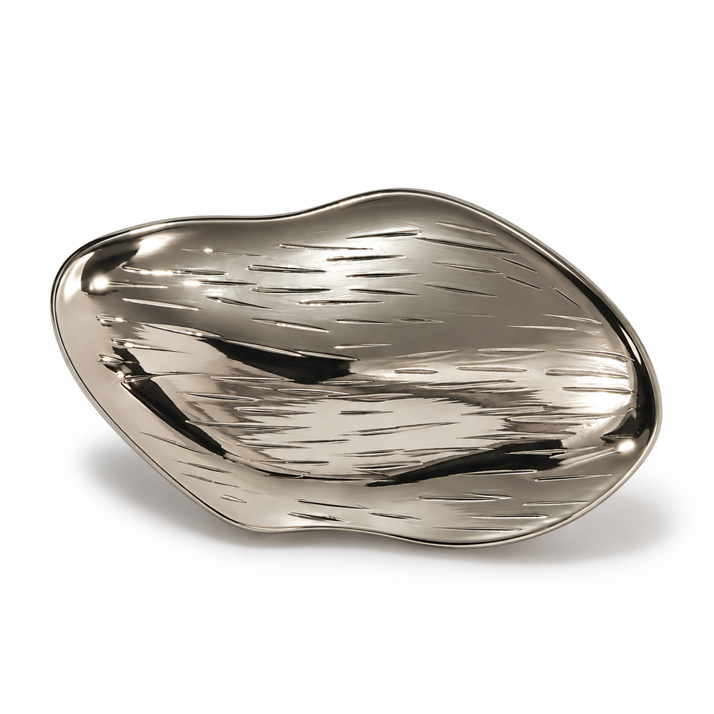 VP 87 Silver Asymmetric Oval Metal Shank Button – 45 mm