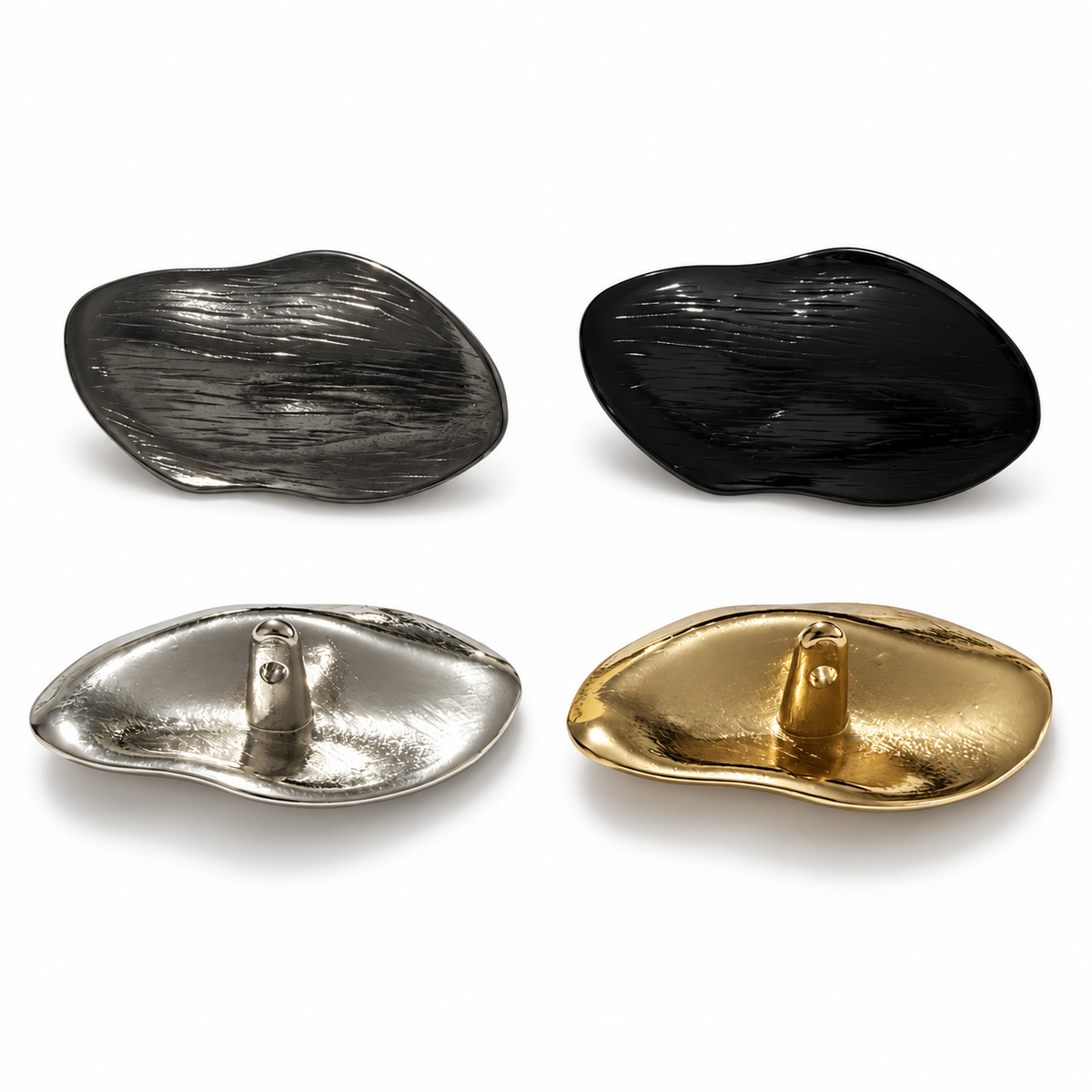 VP 87 Silver Asymmetric Oval Metal Shank Button – 45 mm