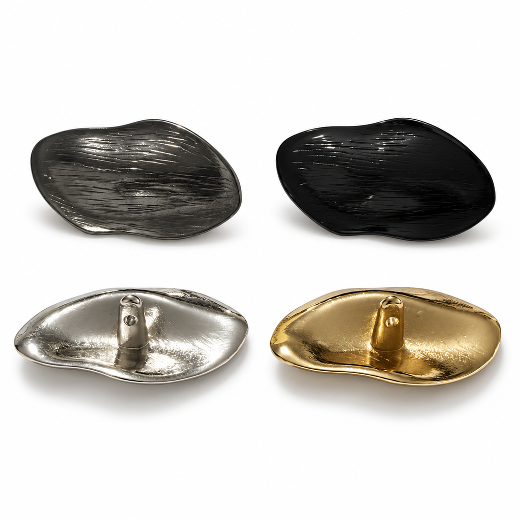 VP 87 Gunmetal Asymmetric Oval Metal Shank Button – 45 mm