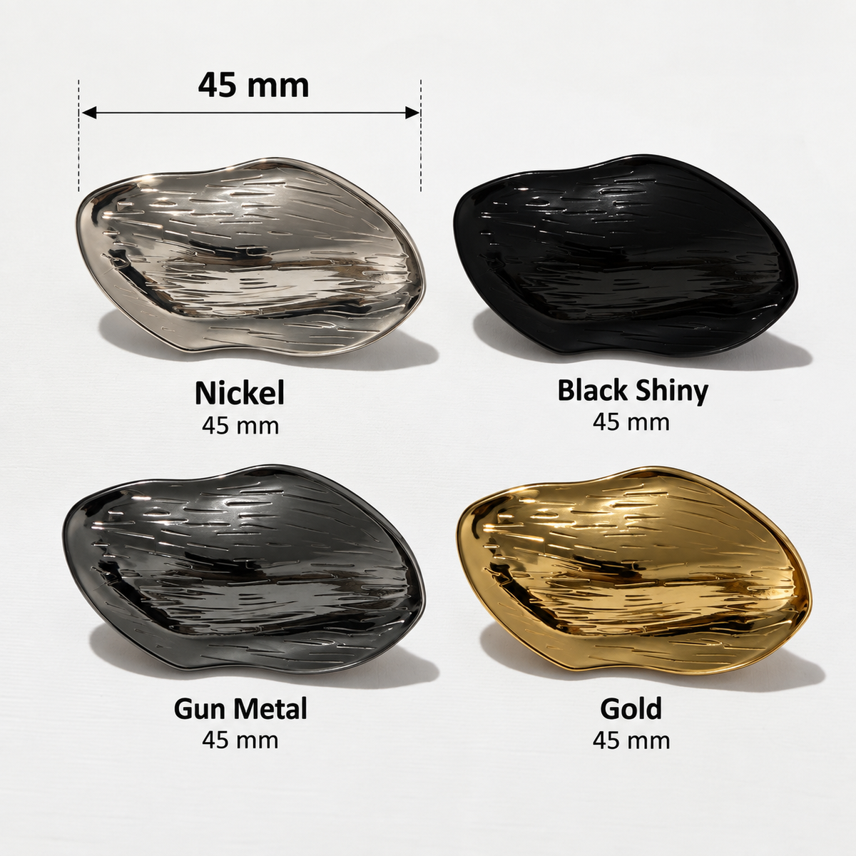 VP 87 Silver Asymmetric Oval Metal Shank Button – 45 mm