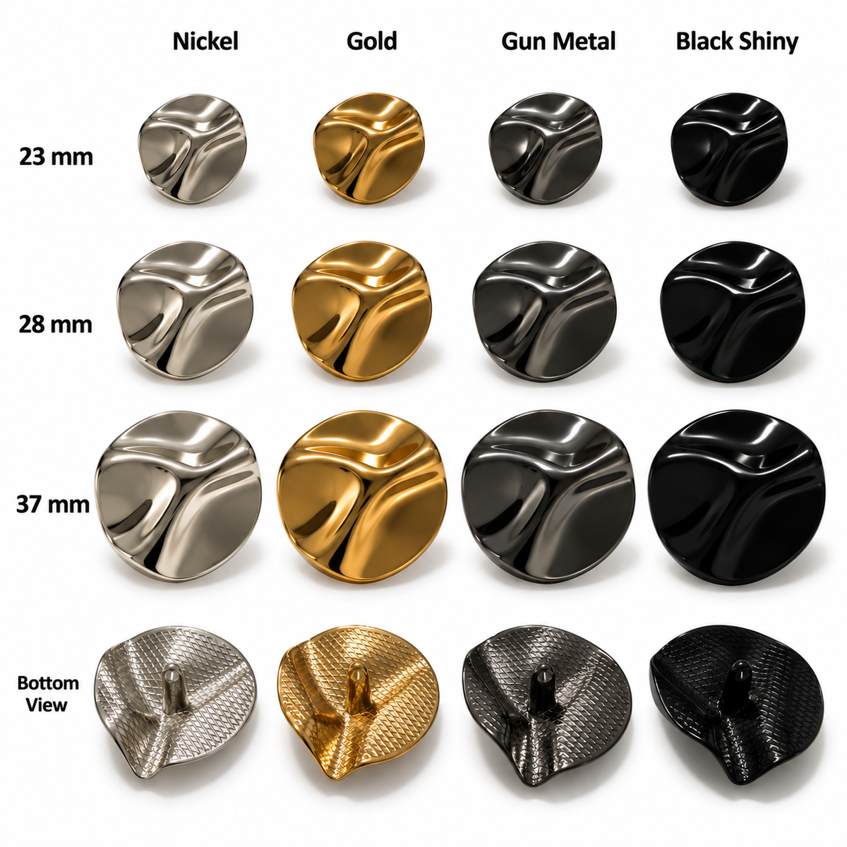 VP 88 Gunmetal Statement Metal Shank Button – 23, 28 & 37 mm