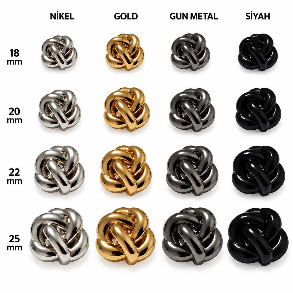 VP 94 Shiny Black Triple-Layer Metal Shank Button – 18, 20, 22 & 25 mm
