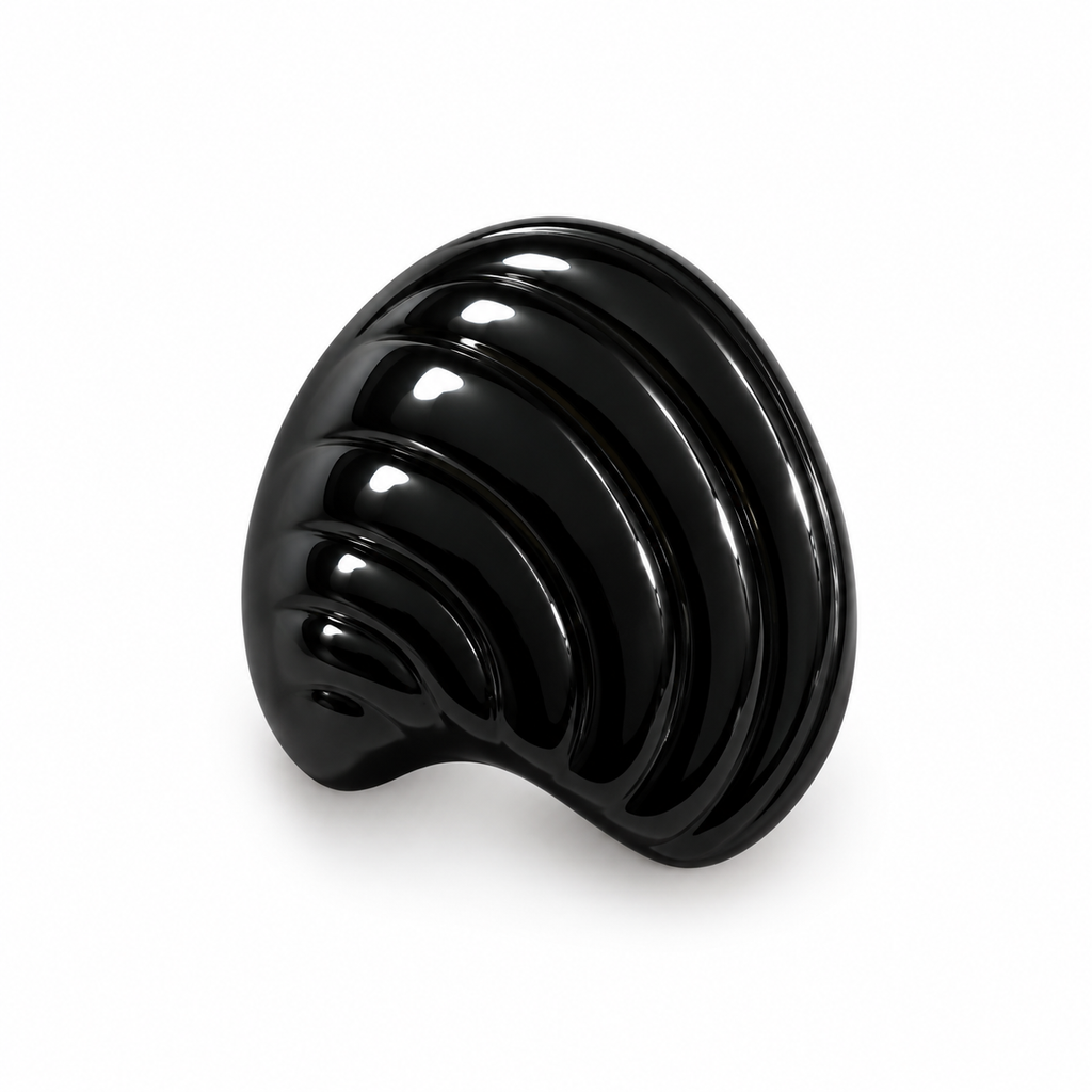 VP 95 Shiny Black Shell-Shaped Metal Shank Button – 15, 20 & 25 mm