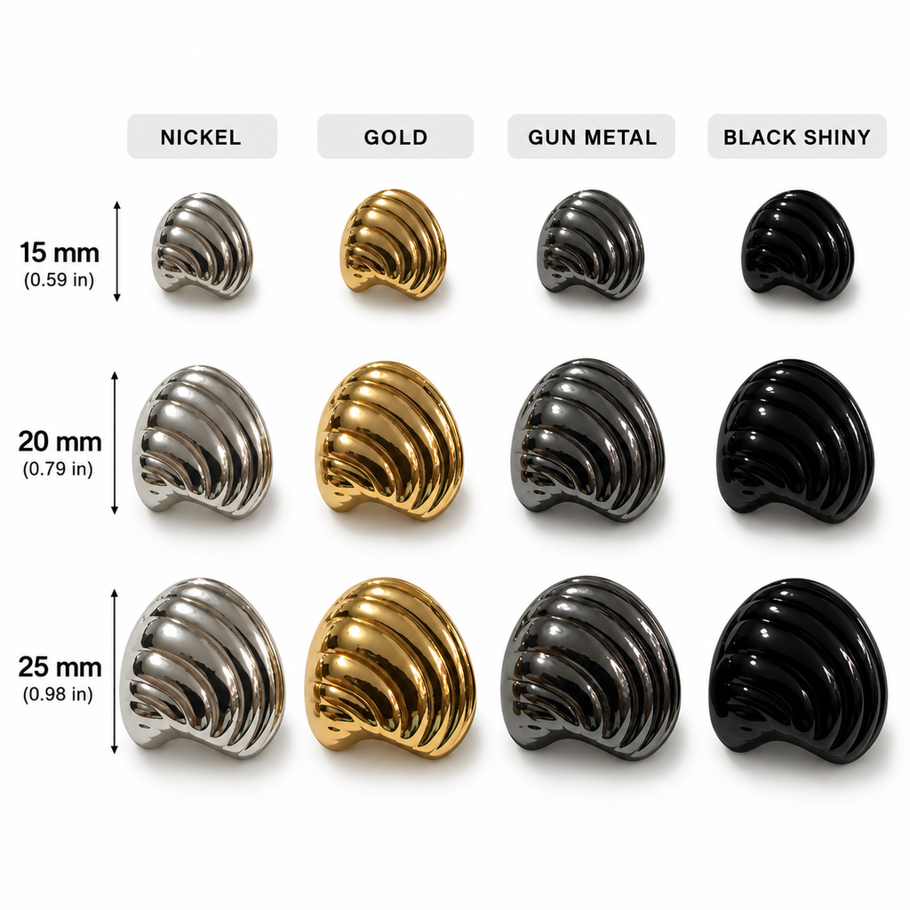 VP 95 Gold Shell-Shaped Metal Shank Button – 15, 20 & 25 mm