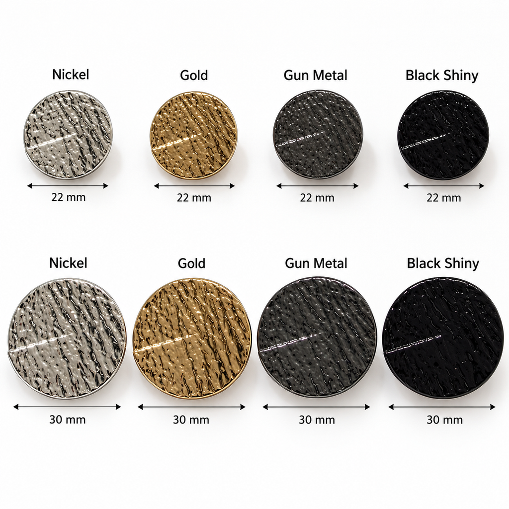VP 96 Gold Wave Design Metal Shank Button – 22 & 30 mm