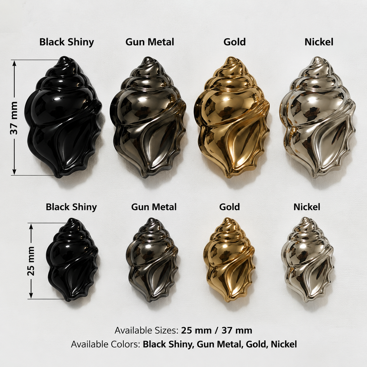 VP 97 Gold Sea Snail-Shaped Metal Shank Button – 25 & 37 mm